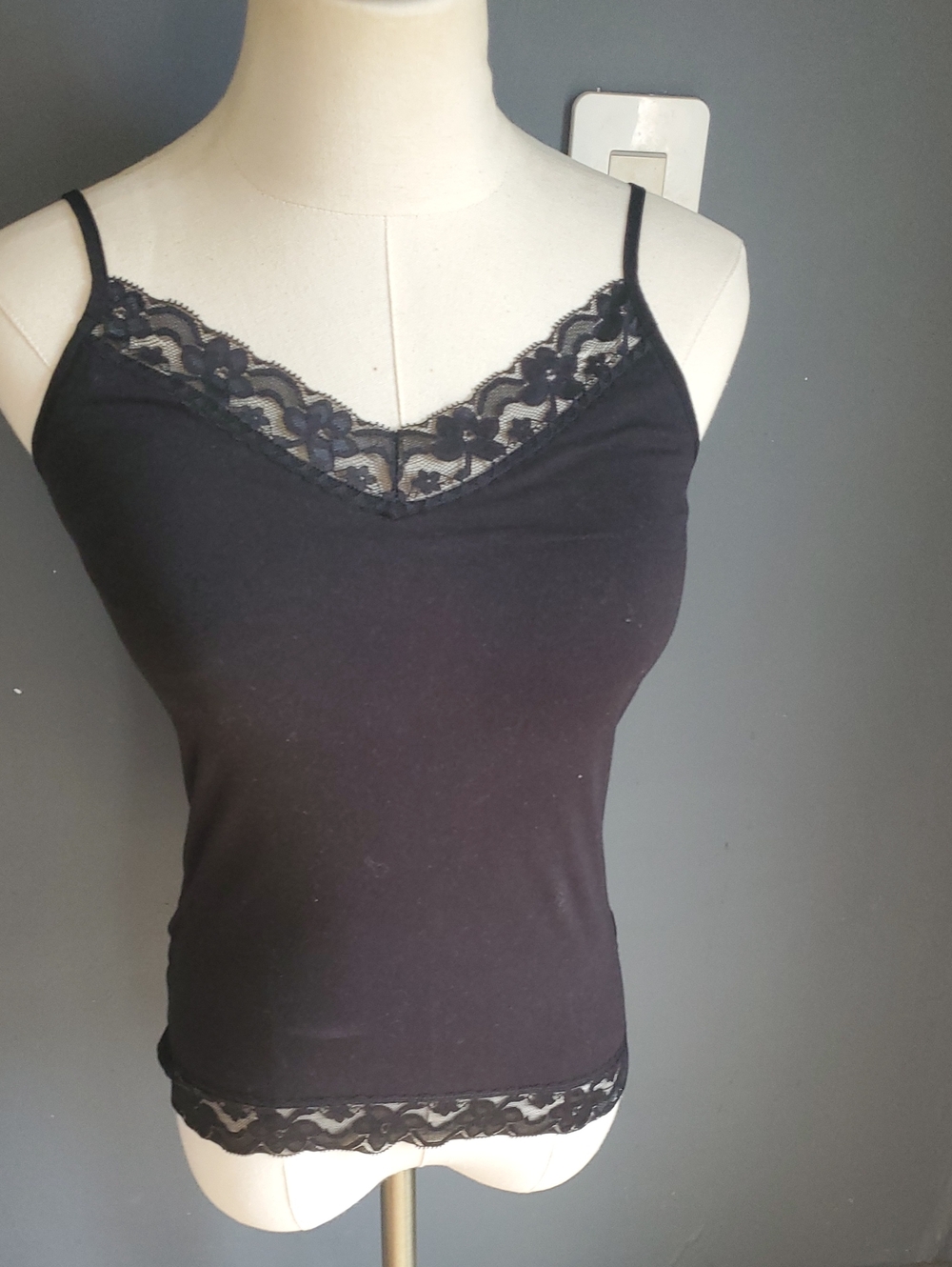 No Boundaries Black Lace-Trim Stretch Camisole